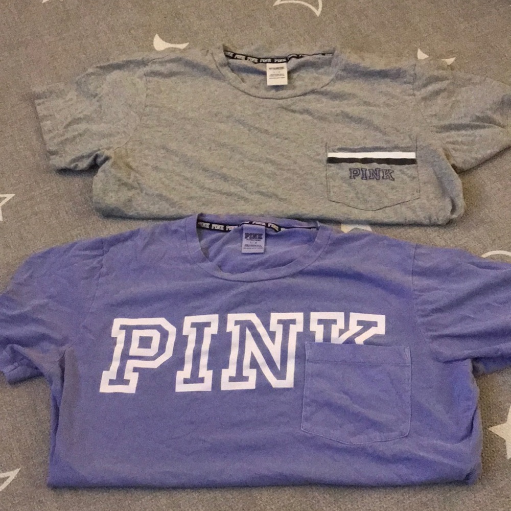 Pair of VS Pink pocket Tee’s size Large. GUC.